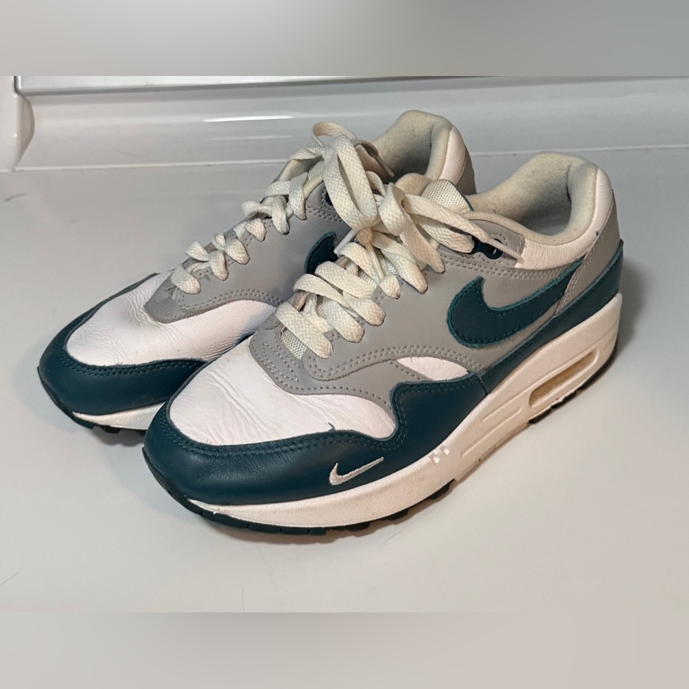 Nike Air Max 1 Sneakers in Teal, Gray & White